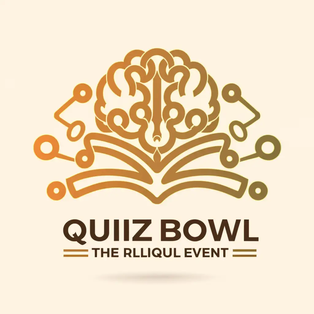 a logo design,with the text "quiz bowl", main symbol:brainwaves
 and bible with lights
,complex,be used in Religious industry,clear background