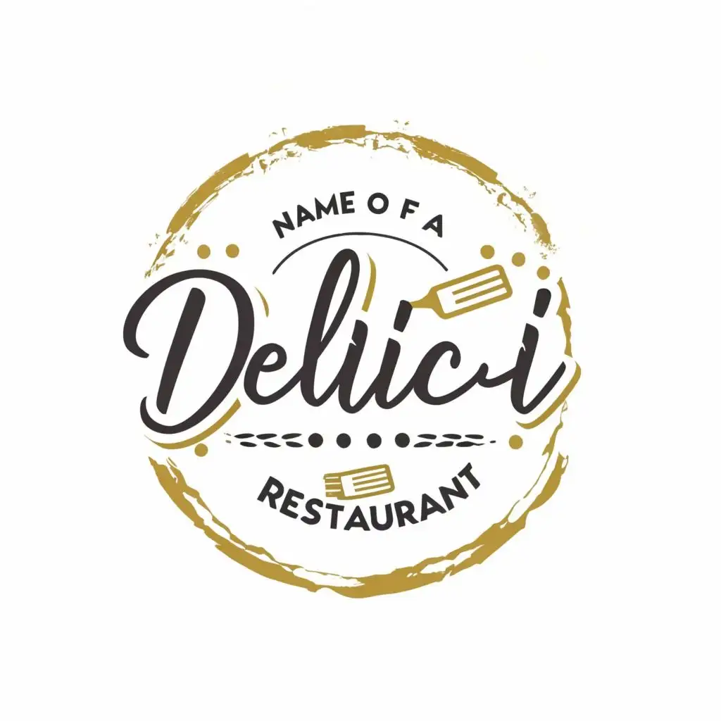 logo, circles, with the text "delici name of a restaurant", typography, be used in Restaurant industry