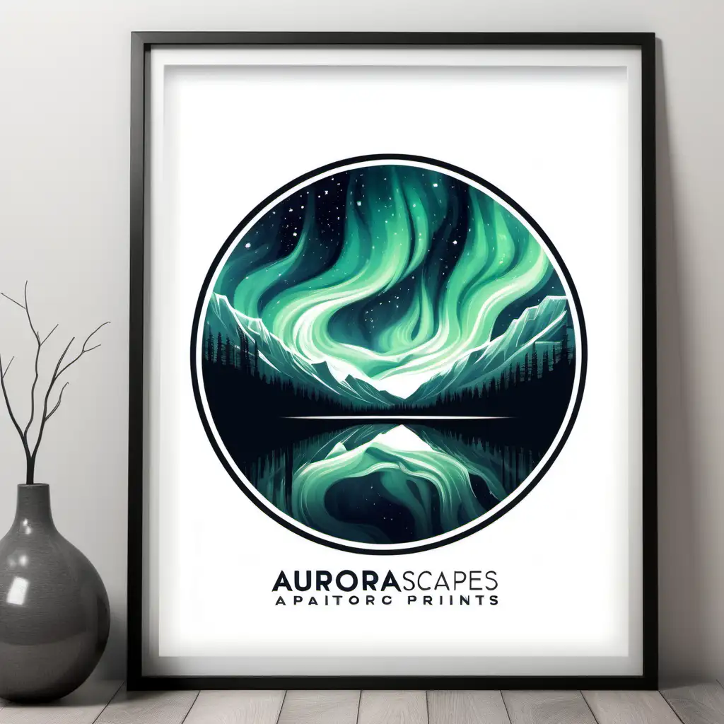 Elevate your brand with a captivating logo design for "Aurora Scapes Prints", your premier online destination for printable wall art.