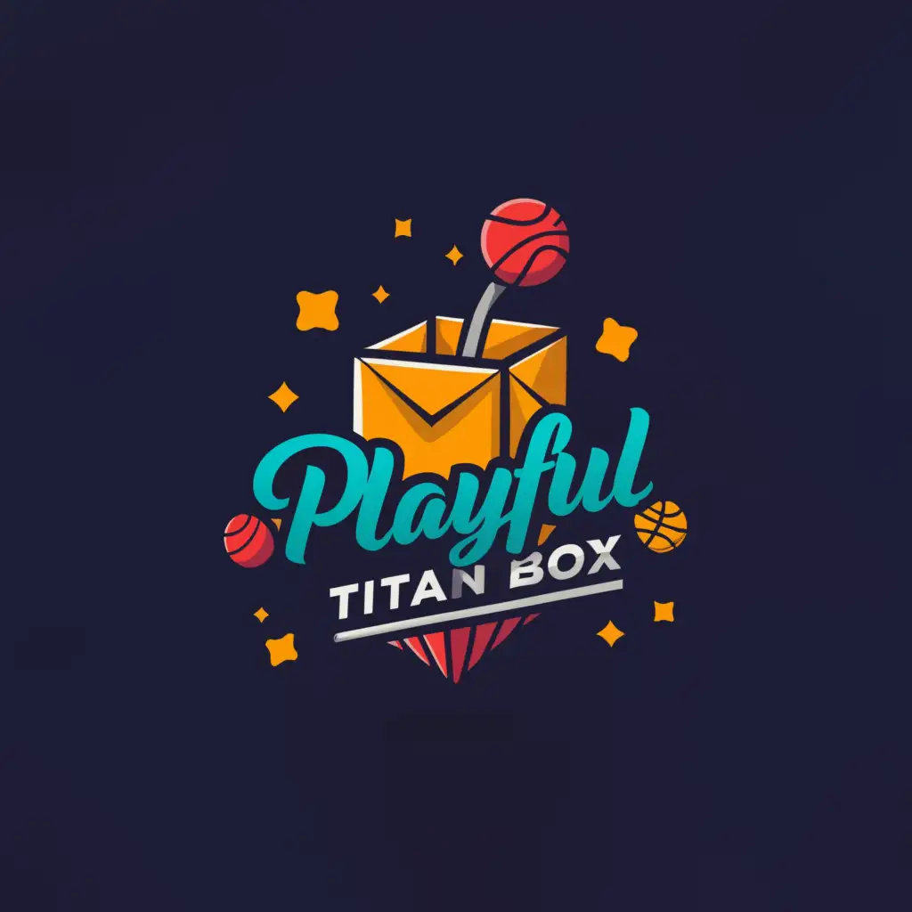 a logo design,with the text "playful titan box", main symbol:kids box multiple sports,Moderate,be used in Education industry,clear background
