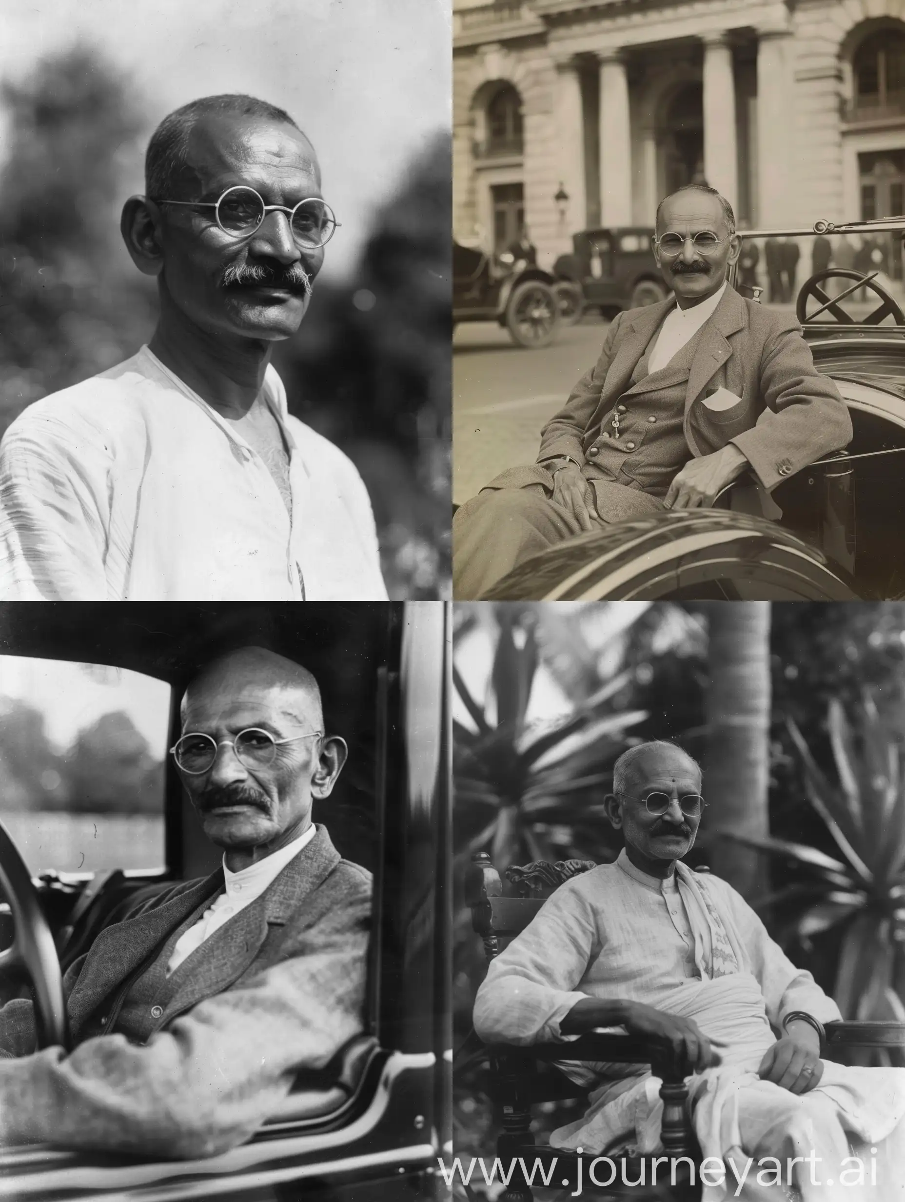 Mahatma-Gandhi-Statue-in-Leeds-with-Renault-Car