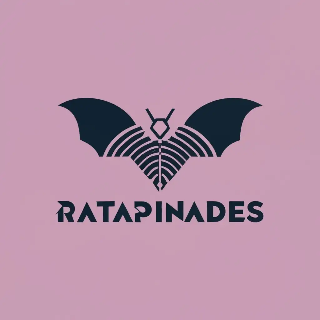 logo, Geometric bat with wings and a bicycle, with the text "Ratapinyades", typography