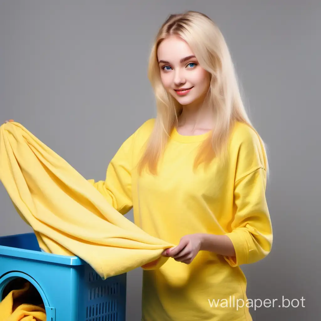 Bright yellow; The product removes alkali residue from fabrics after washing;
The blonde girl Ukrainian girl says the laundry became so soft after washing