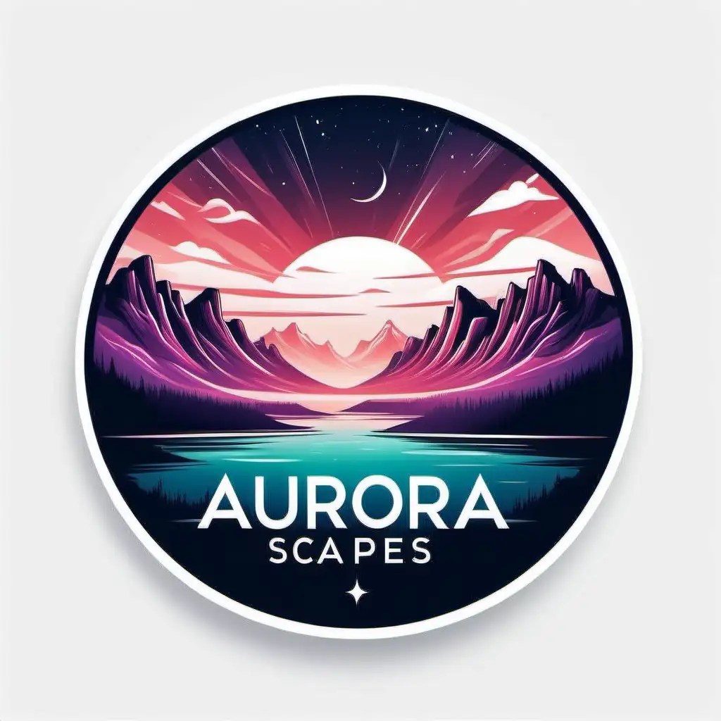 Elevate your brand with a captivating rounded shape logo design for "Aurora Scapes Prints", transparent background

