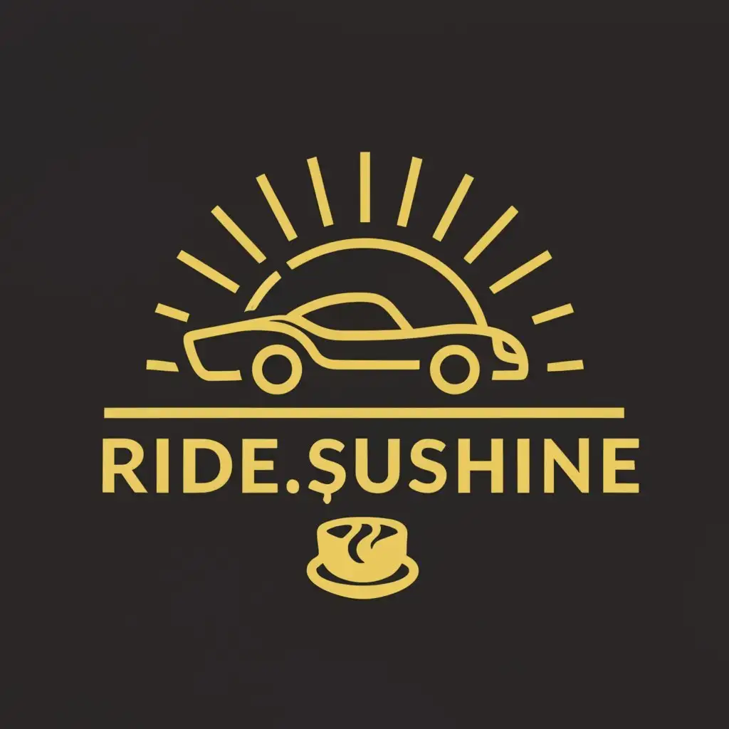 a logo design,with the text "Ride.sunshine", main symbol:Car, coffee, sunshine,Minimalistic,clear background