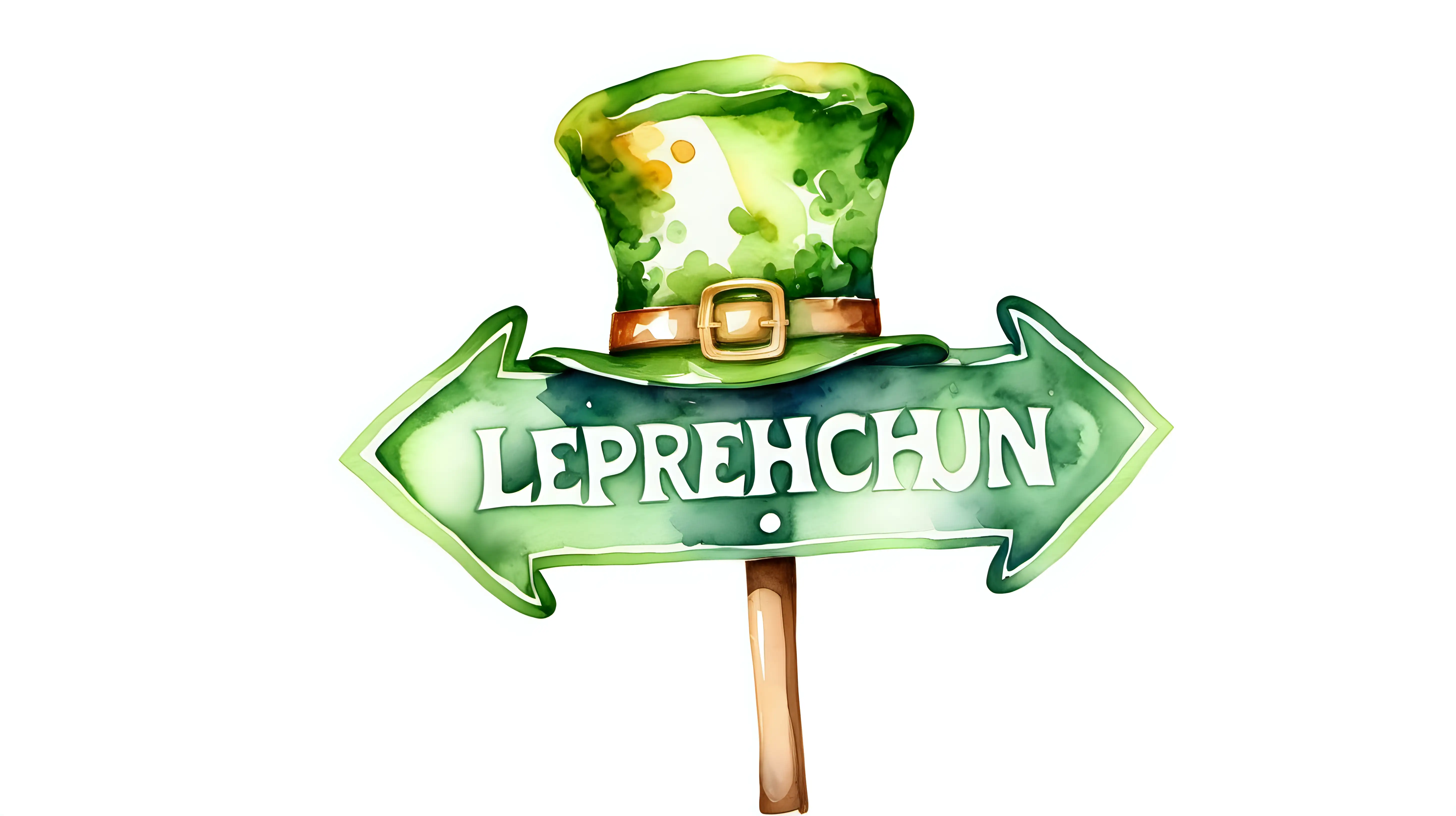 Leprechaun Hat Watercolor Drawing on White Background