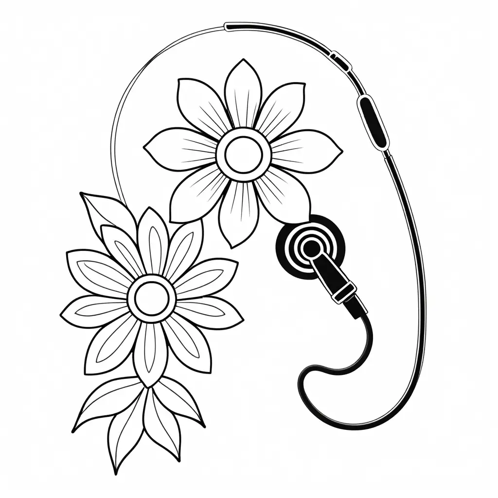 Flower-Design-Hearing-Aids-Coloring-Page-Simple-Line-Art-on-White-Background