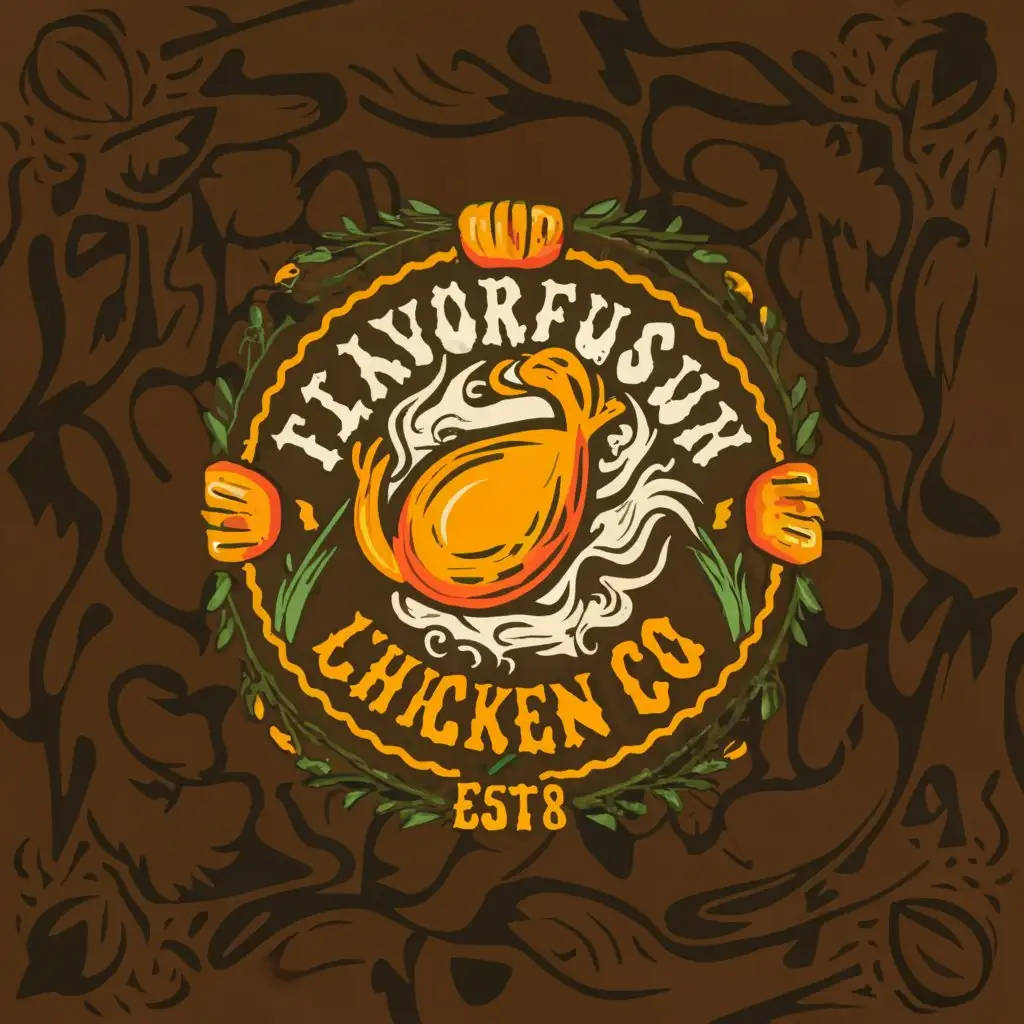 LOGO-Design-For-FlavorFusion-Chicken-Co-Savory-Roasted-Chicken-Emblem-on-Clear-Background