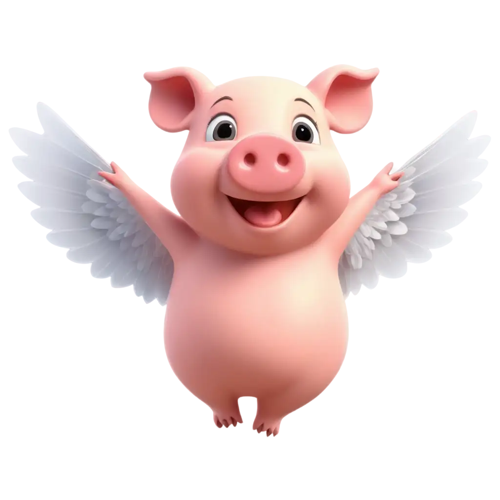 A cute smily pig with wings flying