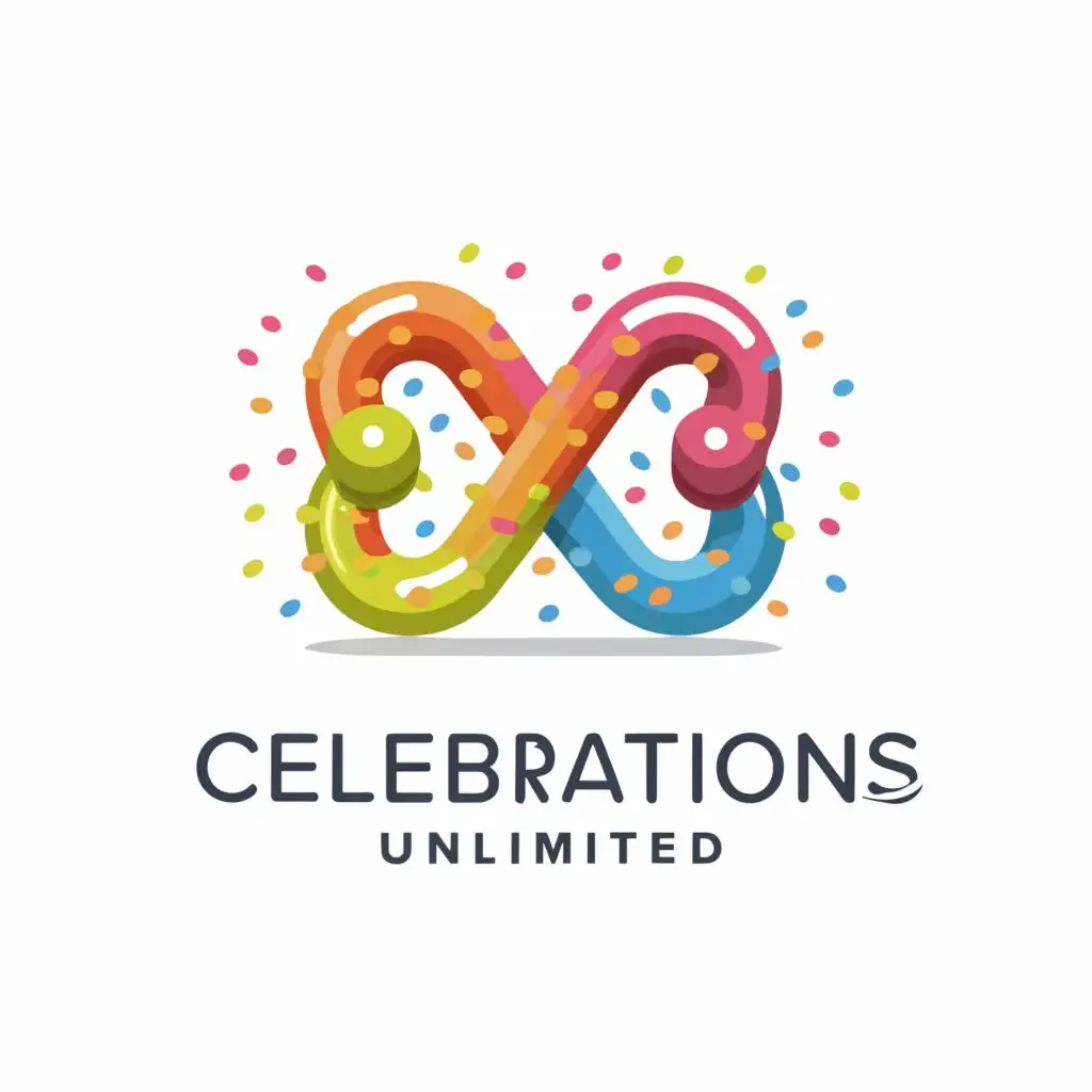 a logo design,with the text "Celebrations Unlimited", main symbol:create a logo expressing the infinite fun,Minimalistic,be used in Events industry,clear background
