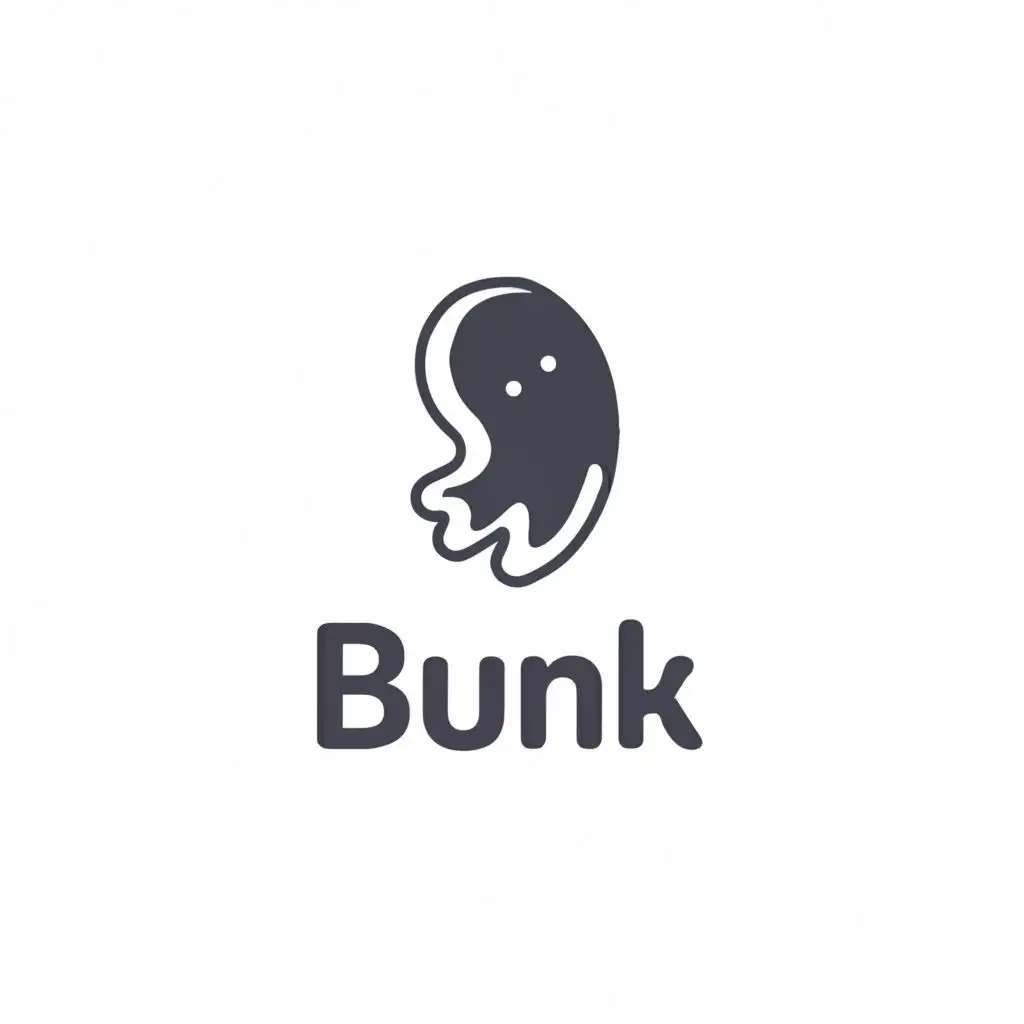 a logo design,with the text "bunk", main symbol:ghost running,Minimalistic,be used in Technology industry,clear background