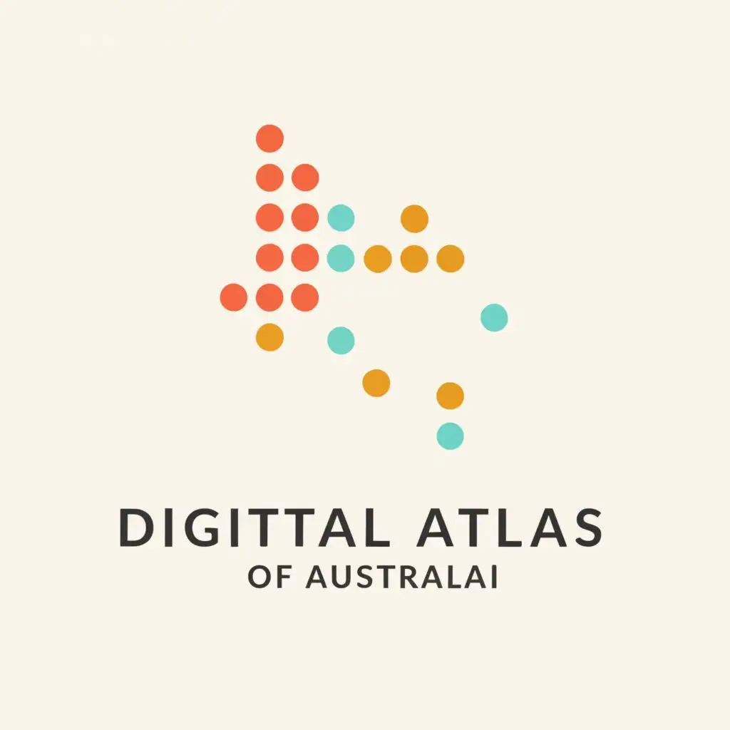 a logo design,with the text "Digital Atlas of Australia", main symbol:Data layers, mapping, dots, lines, geospatial, contour lines, symbols,Minimalistic,be used in Technology industry,clear background