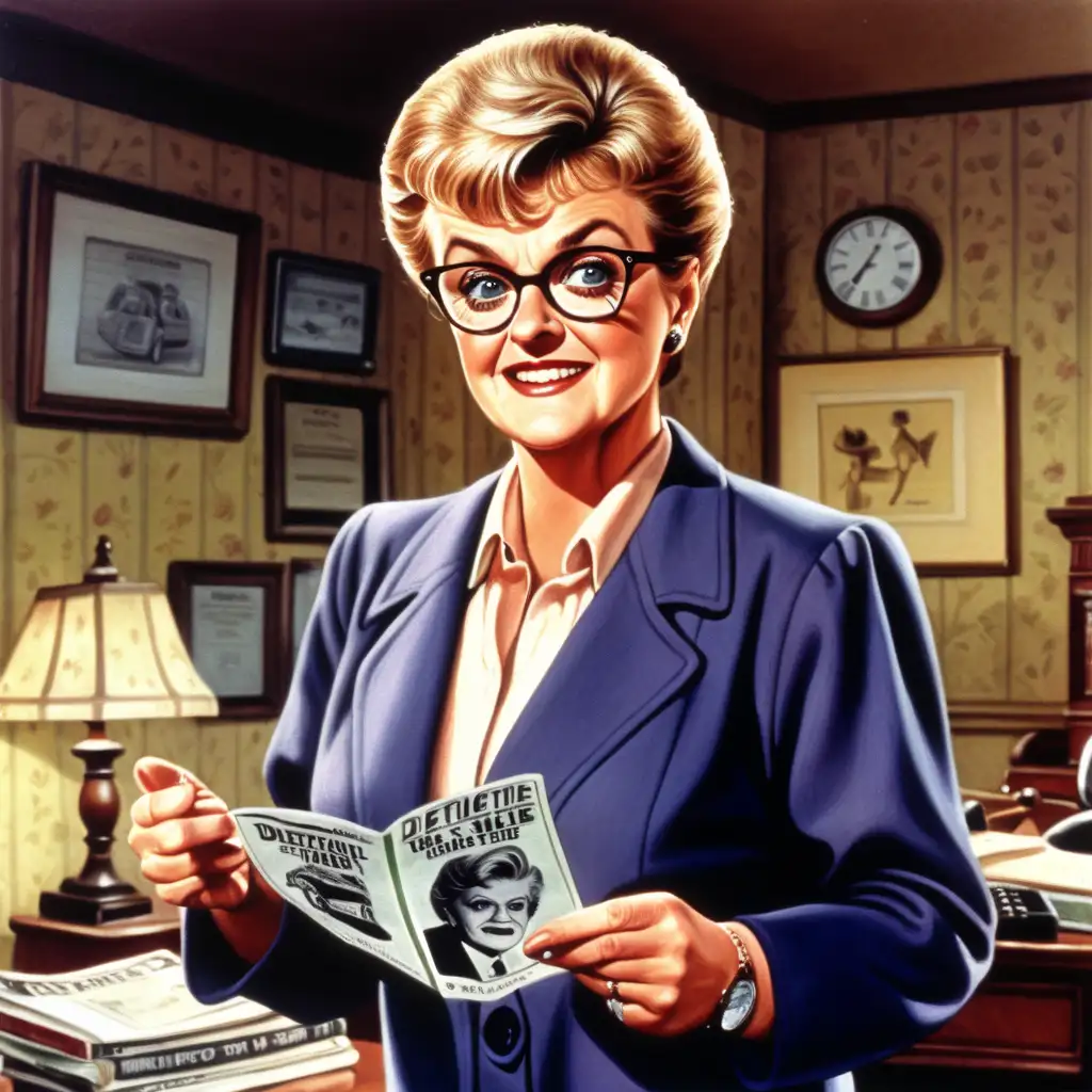 Detective Jessica Fletcher is very pleased after catching the thief, cinematic style 