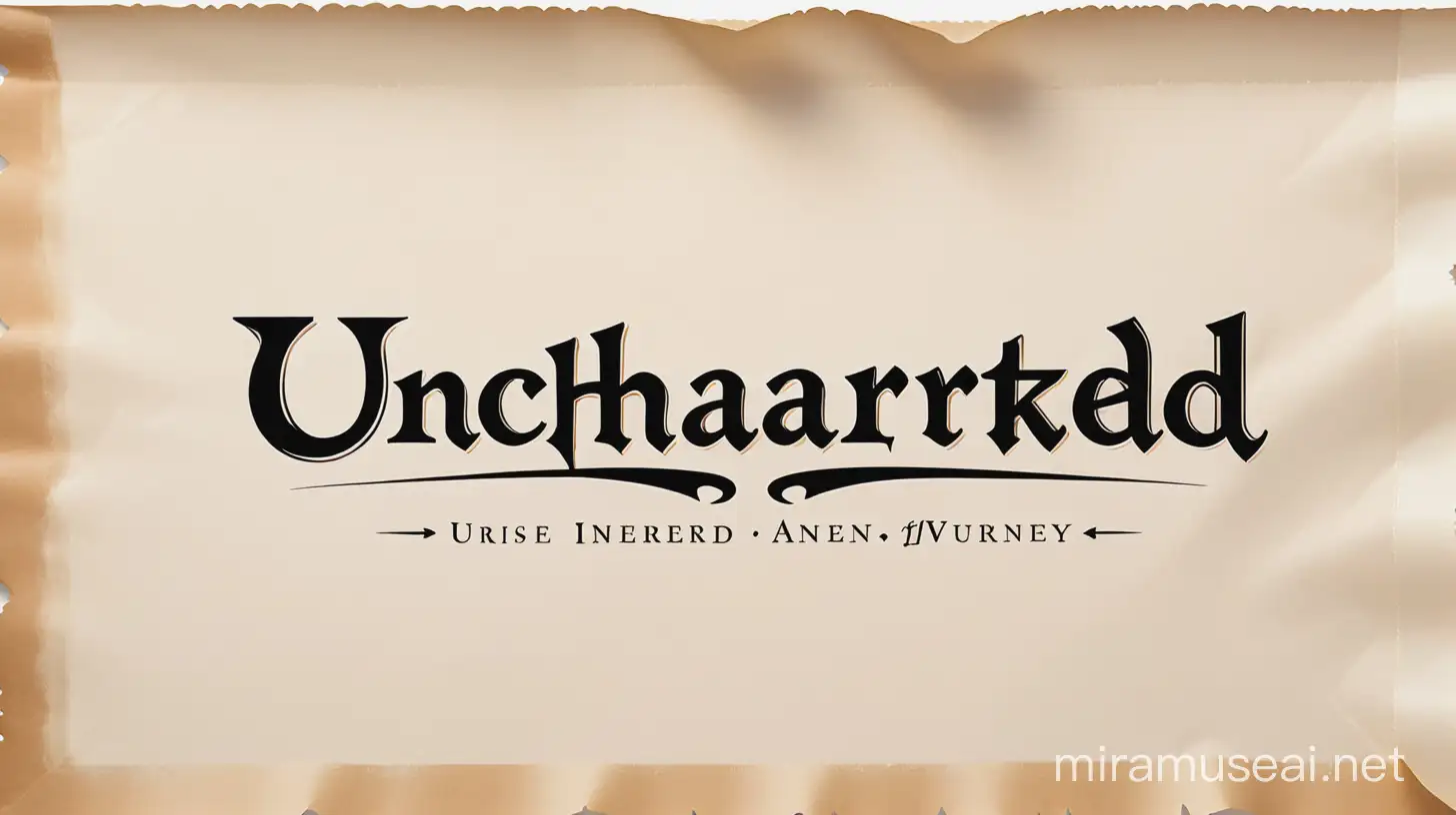  a logo crafted from fine parchment paper, its delicate texture adding an air of antiquity and sophistication. Across the parchment, the word "UnCharted" is elegantly scripted in calligraphy, each letter flowing seamlessly into the next, as if tracing the path of an unexplored journey.

The parchment itself bears the subtle marks of age, with faint speckles and imperfections adding to its charm and character.