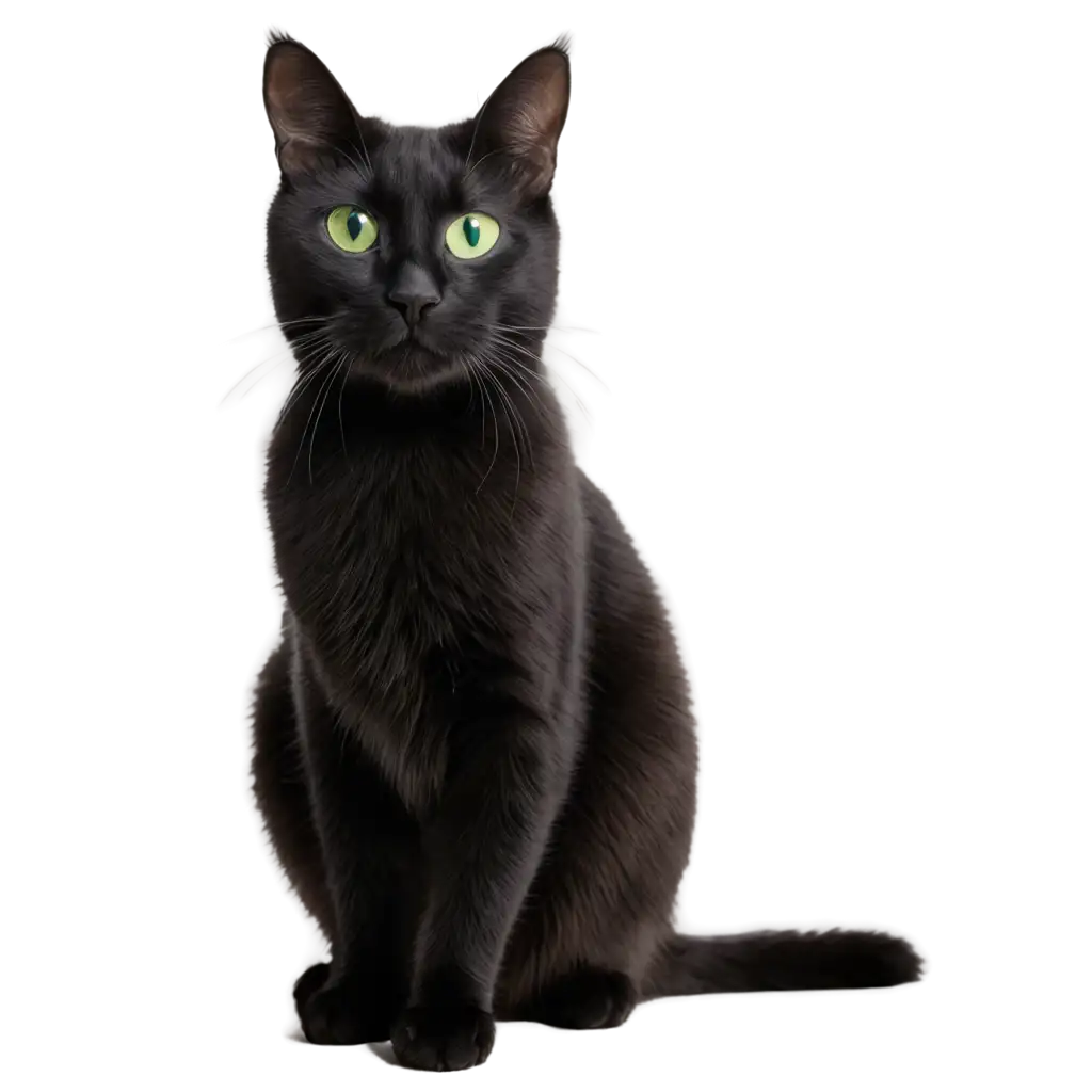 black cat with green eyes