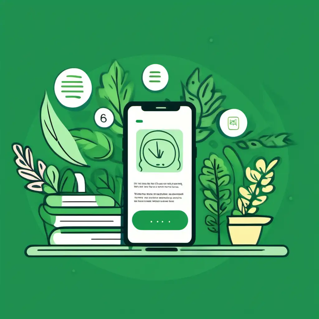 in a dark green background, add a animated drawing of a blog post in the centre, it is for a wellness app, no text


