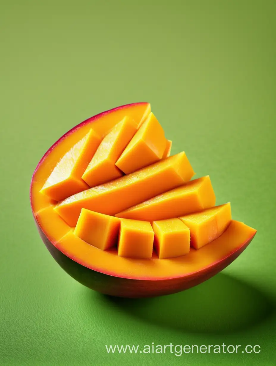 African Mango slice with green background 