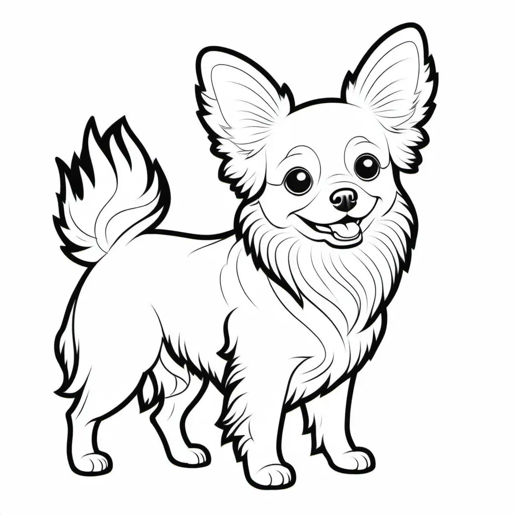 Adorable Papillon Dog Coloring Page for Kids 47 Clean and Fine Line Art Vector Illustration