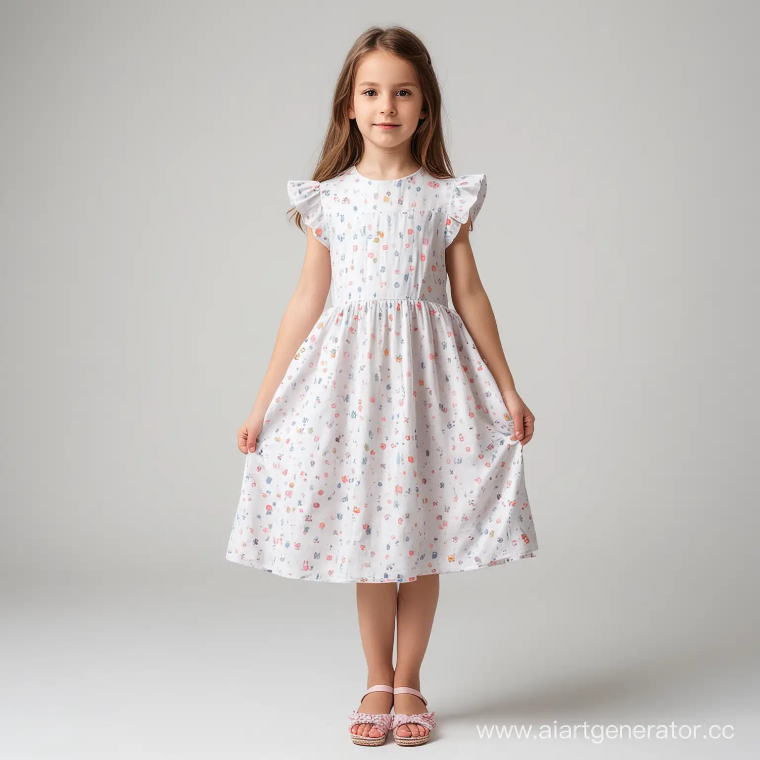 Elegant-Girl-in-Flowy-Dress-Posing-on-White-Background