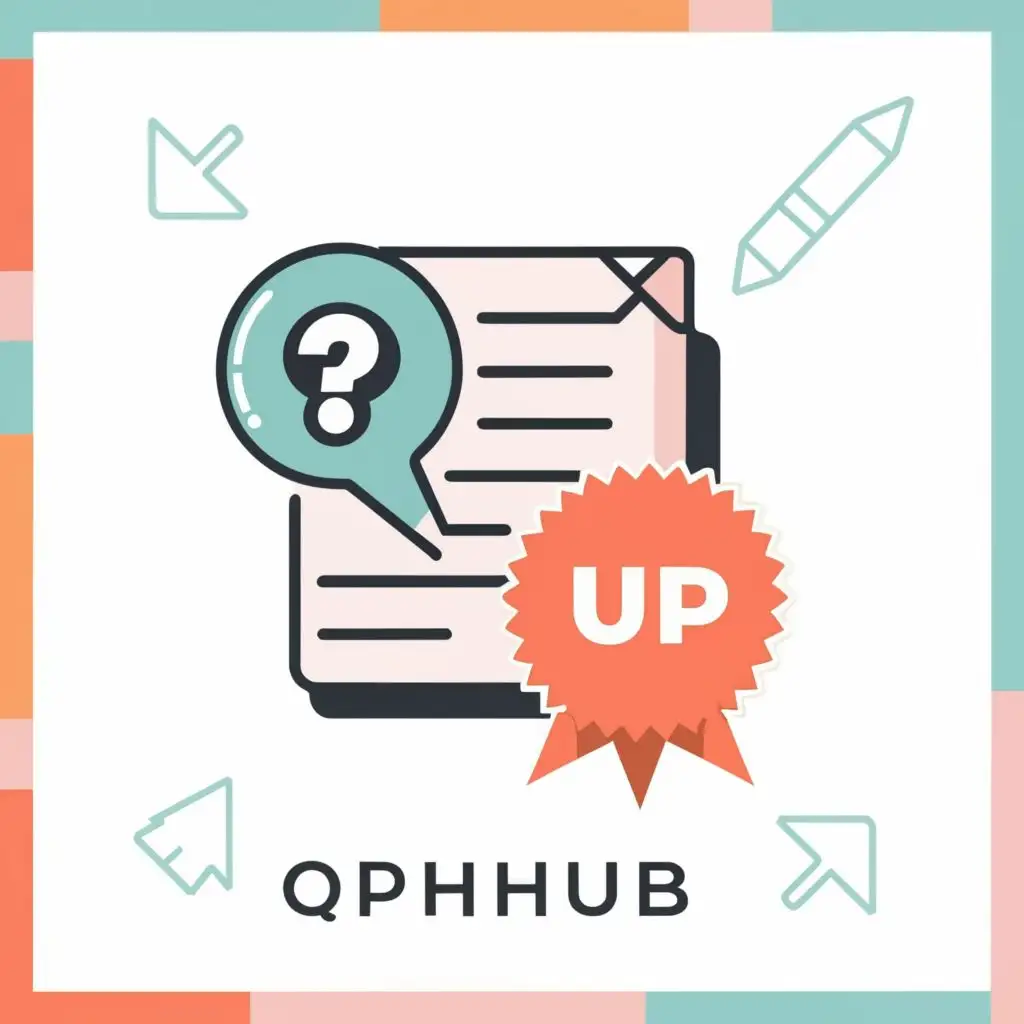 logo, question paper, with the text "QPHub", typography, be used in Education industry