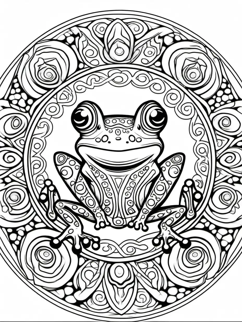 Mandala Frogs Coloring Page for Children
