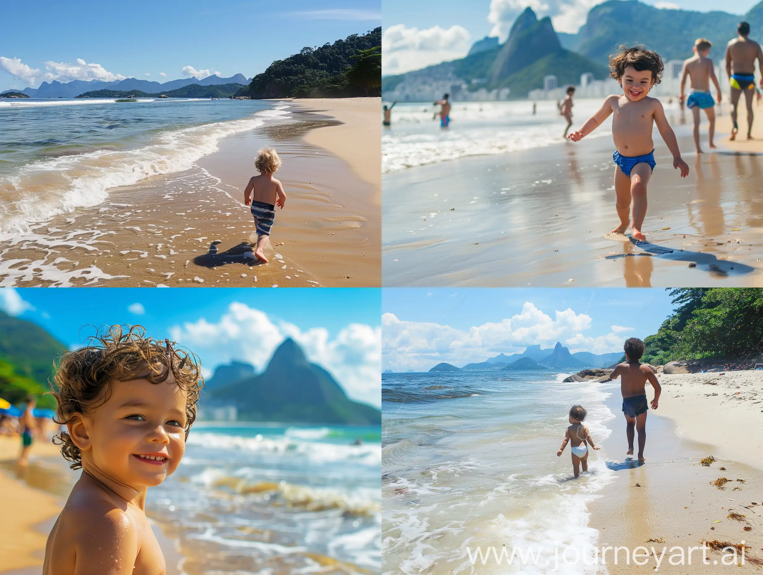 brazilian beach with a kid
