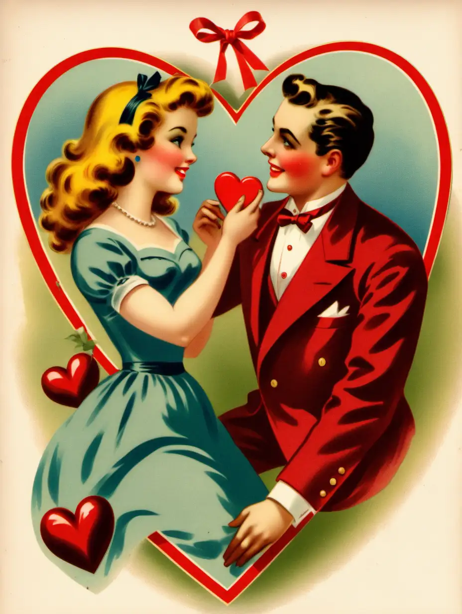 Vintage Valentines Day Celebration with Vibrant Colors