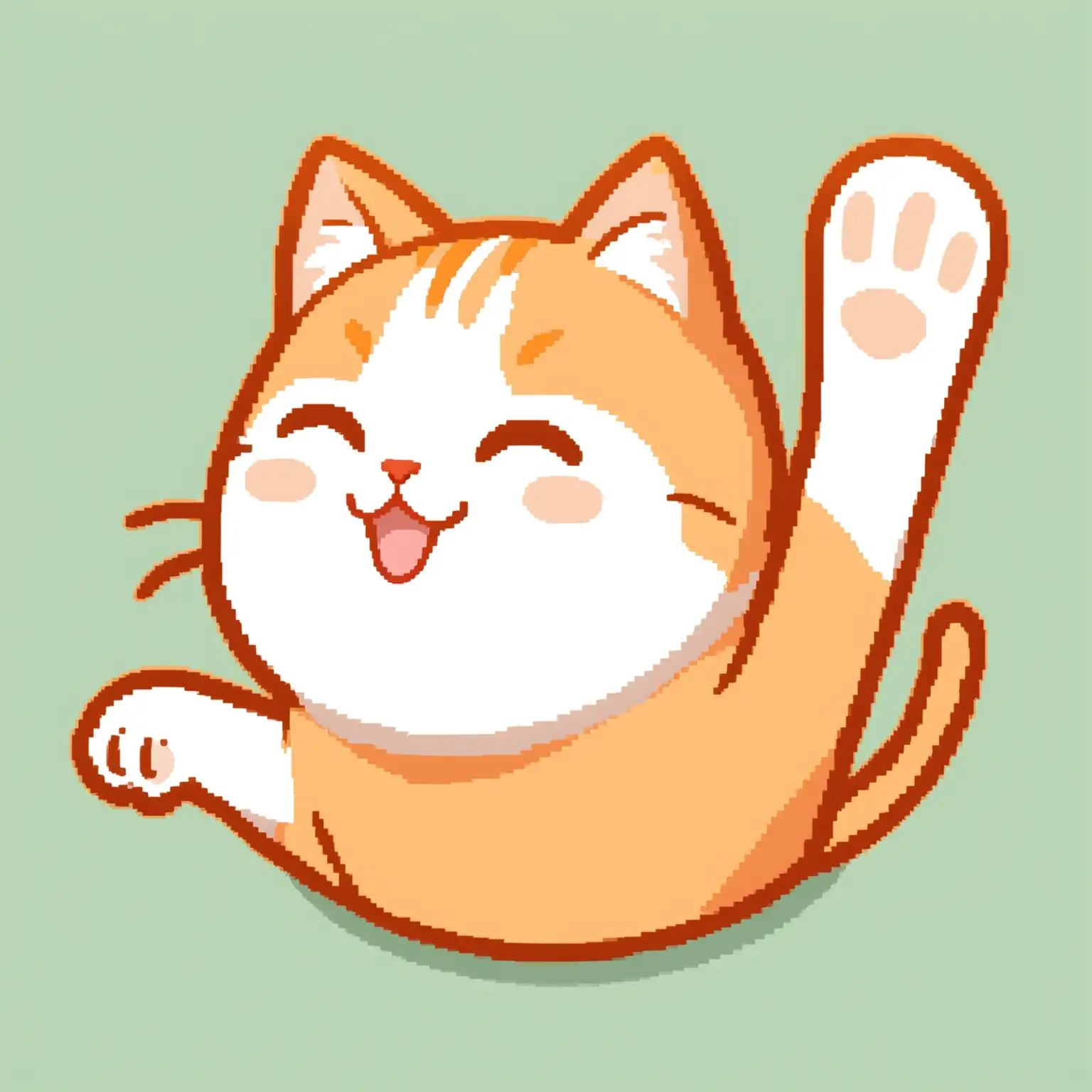 Orange and white cat waving. Emote style.