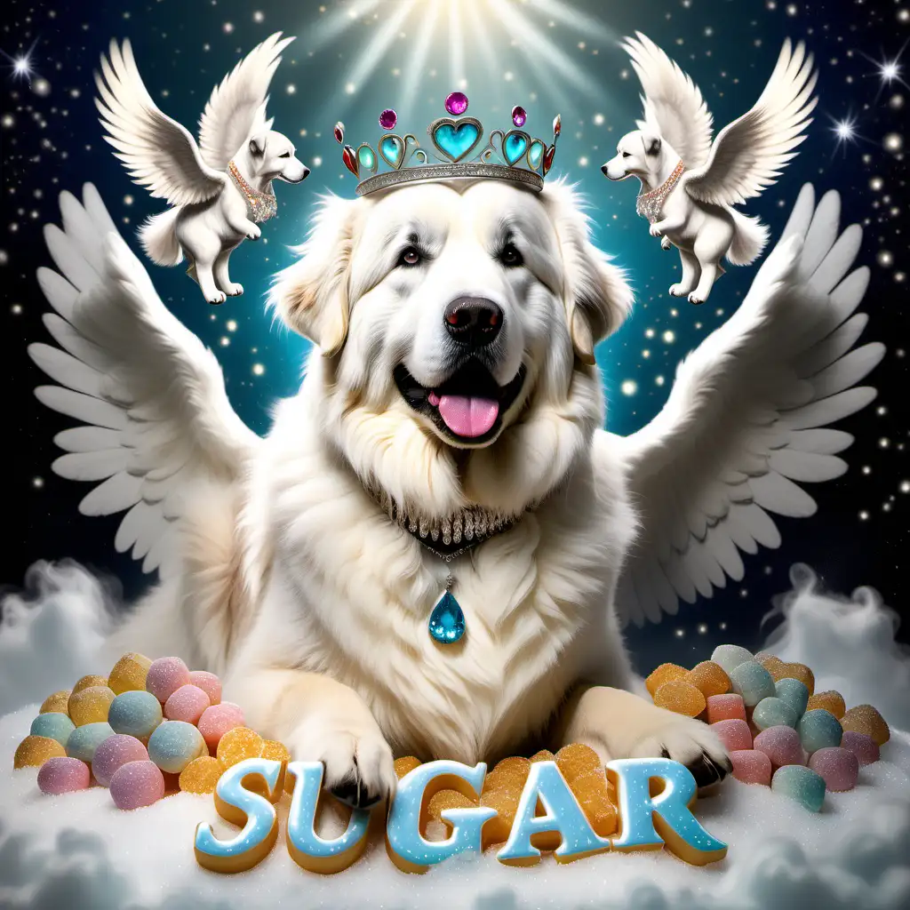Enchanting Fantasy Majestic Great Pyrenees Sugar Adorned in Jewelry