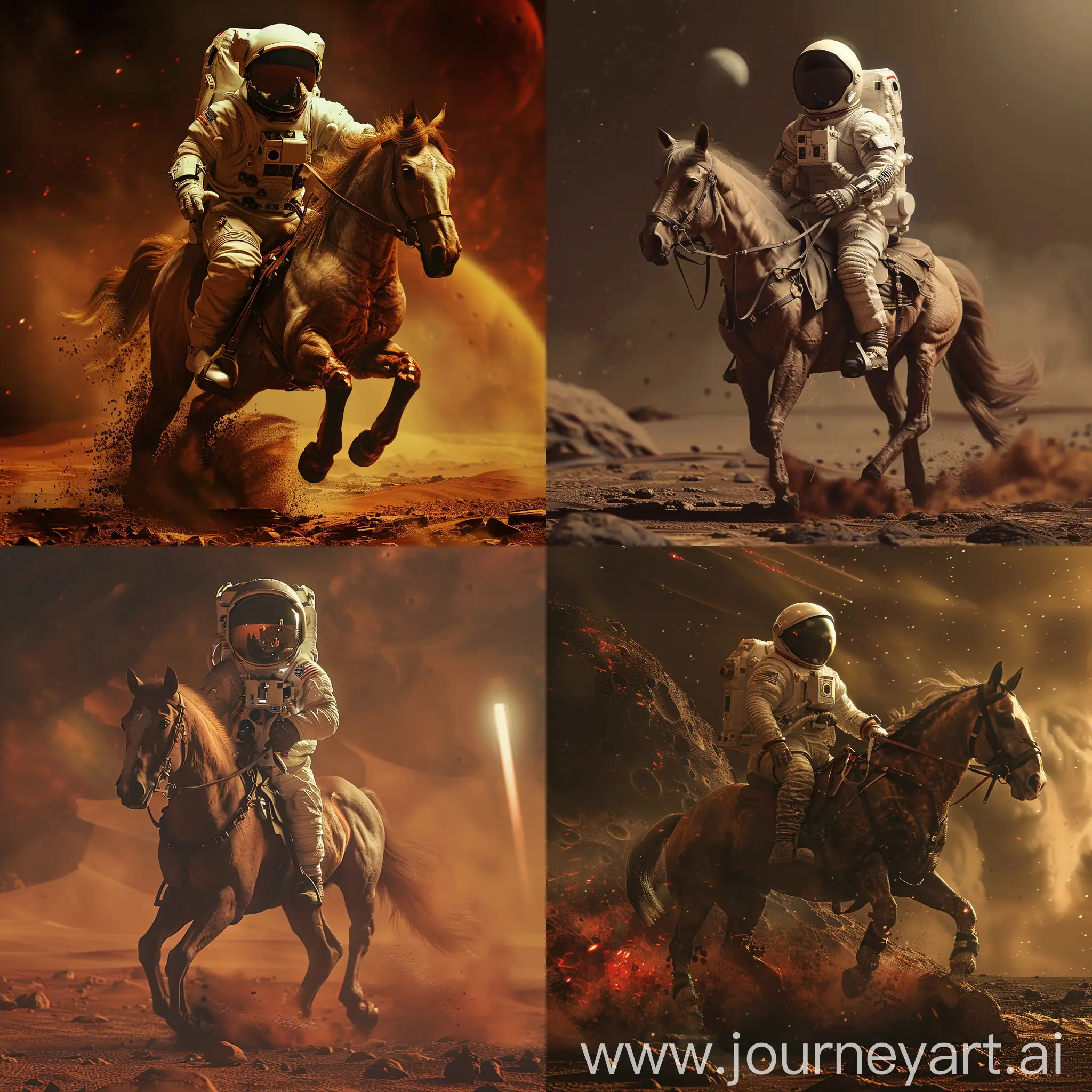 an astronaut riding a horse on mars, hd, dramatic lighting, detailed