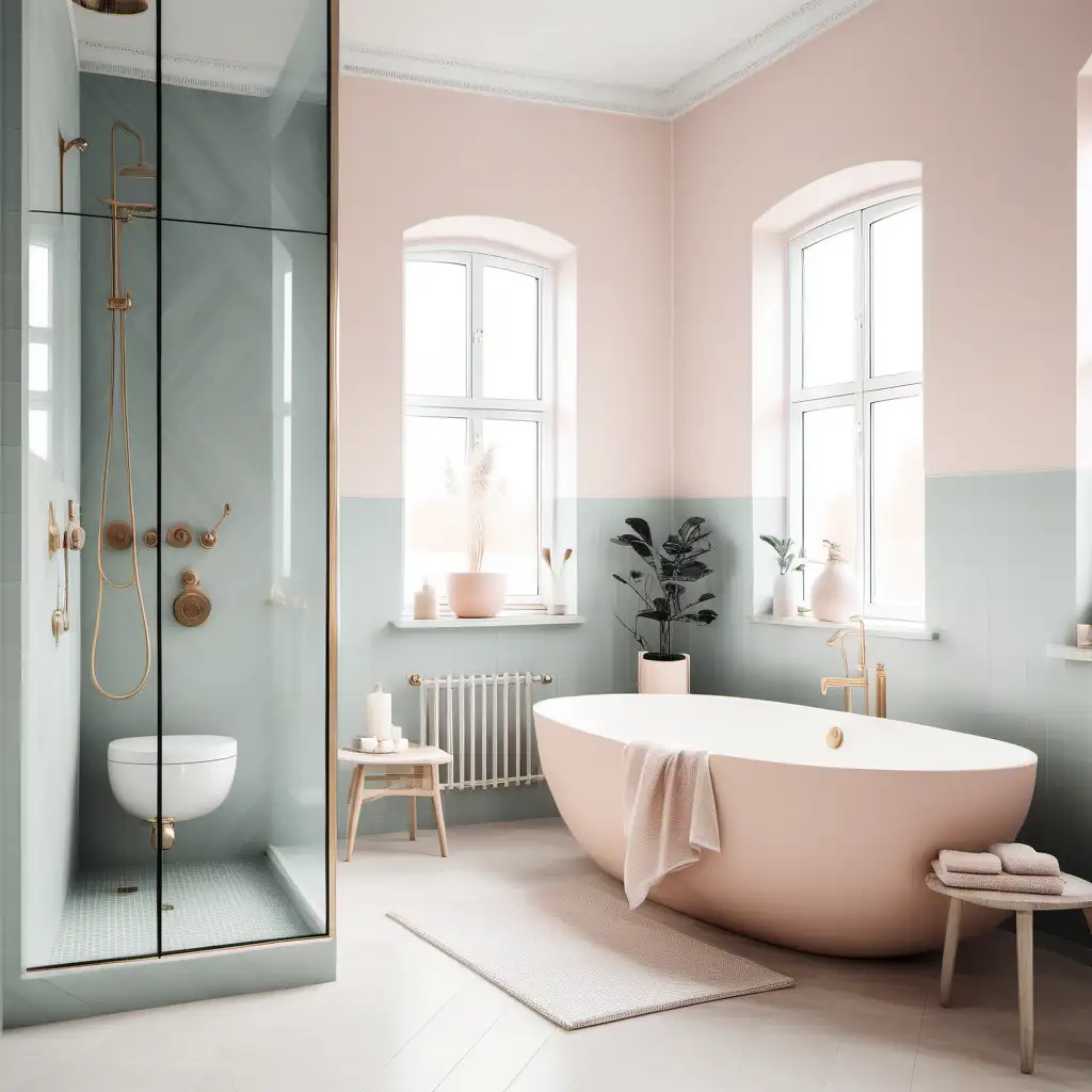 Luxurious Scandinavian Bathroom in Pastel Colors