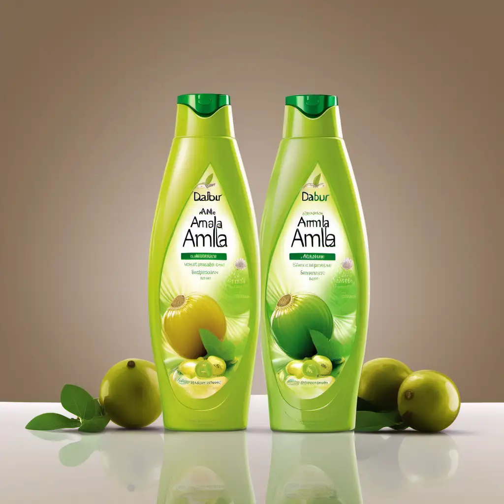 Vibrant Dabur Amla Shampoo Bottle Packaging with Amla and Hyaluronic Acid in Color Variants