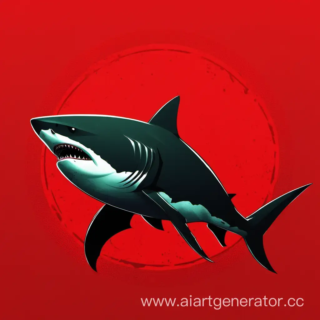 Black-Shark-Swimming-in-Vibrant-Red-Waters