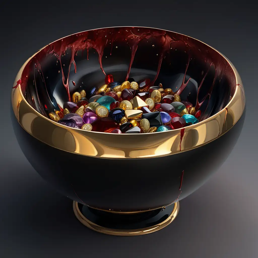 Enchanted Bowl with Precious Gems and Dark Magic