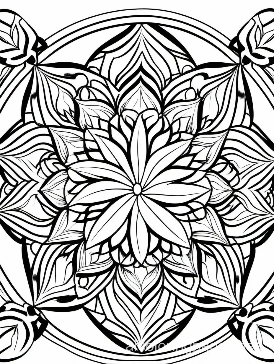 FLOWER MANDALAS Coloring Page, black and white, line art, white background, INTRICATE PATTERNS,  The background of the coloring page is plain white to make it easy for PEOPLE to color within the lines. The outlines of all the subjects are easy to distinguish, making it simple for PEOPLE to color without too much difficulty, Coloring Page, black and white, line art, white background, Simplicity, Ample White Space. The background of the coloring page is plain white to make it easy for young children to color within the lines. The outlines of all the subjects are easy to distinguish, making it simple for kids to color without too much difficulty