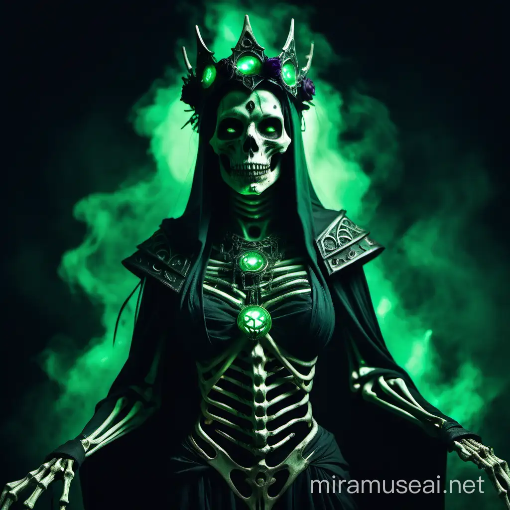 Medieval Wraith Conductress Performing Dark Ritual with Green Light