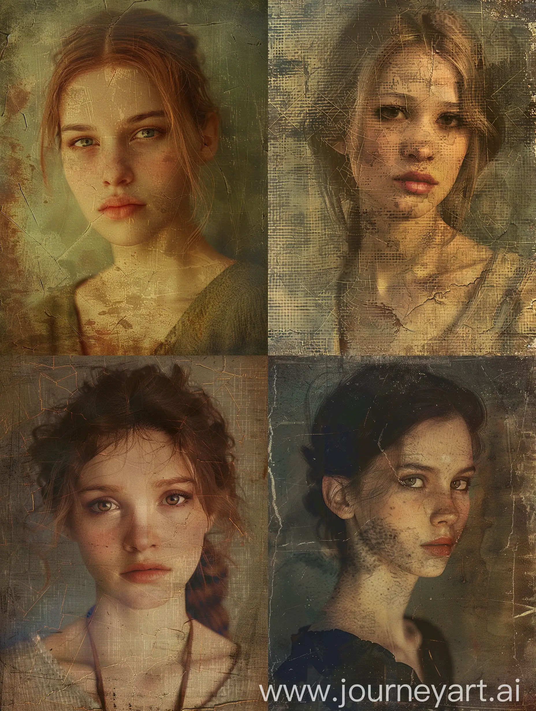 Aged-Portrait-of-a-Young-Woman-in-Faded-Oil-Painting-Style