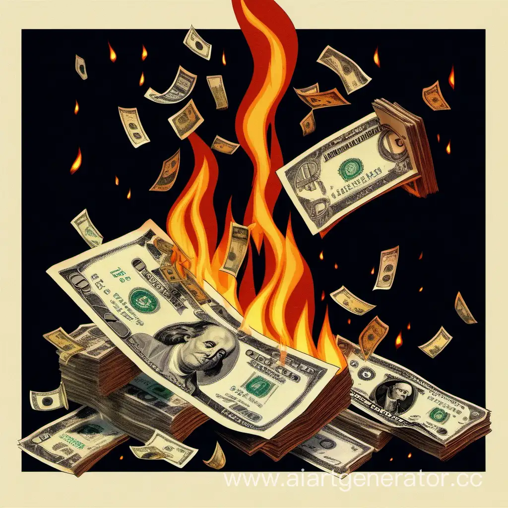 Glock-Pistol-with-Burning-Money-Bills-on-Black-Background