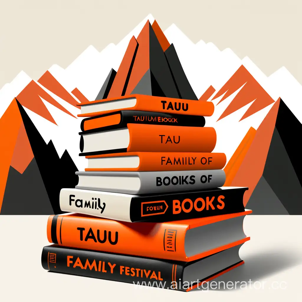 Нарисуй варианты логотипа Семейного книжного фестиваля "ТАУ" (гора книг) в цветах оранжевый, кирпичный, черный, белый