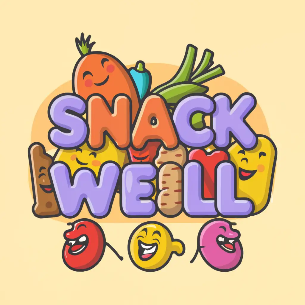 a logo design,with the text "Snack Well", main symbol:Snacks, Vegetables,complex,clear background