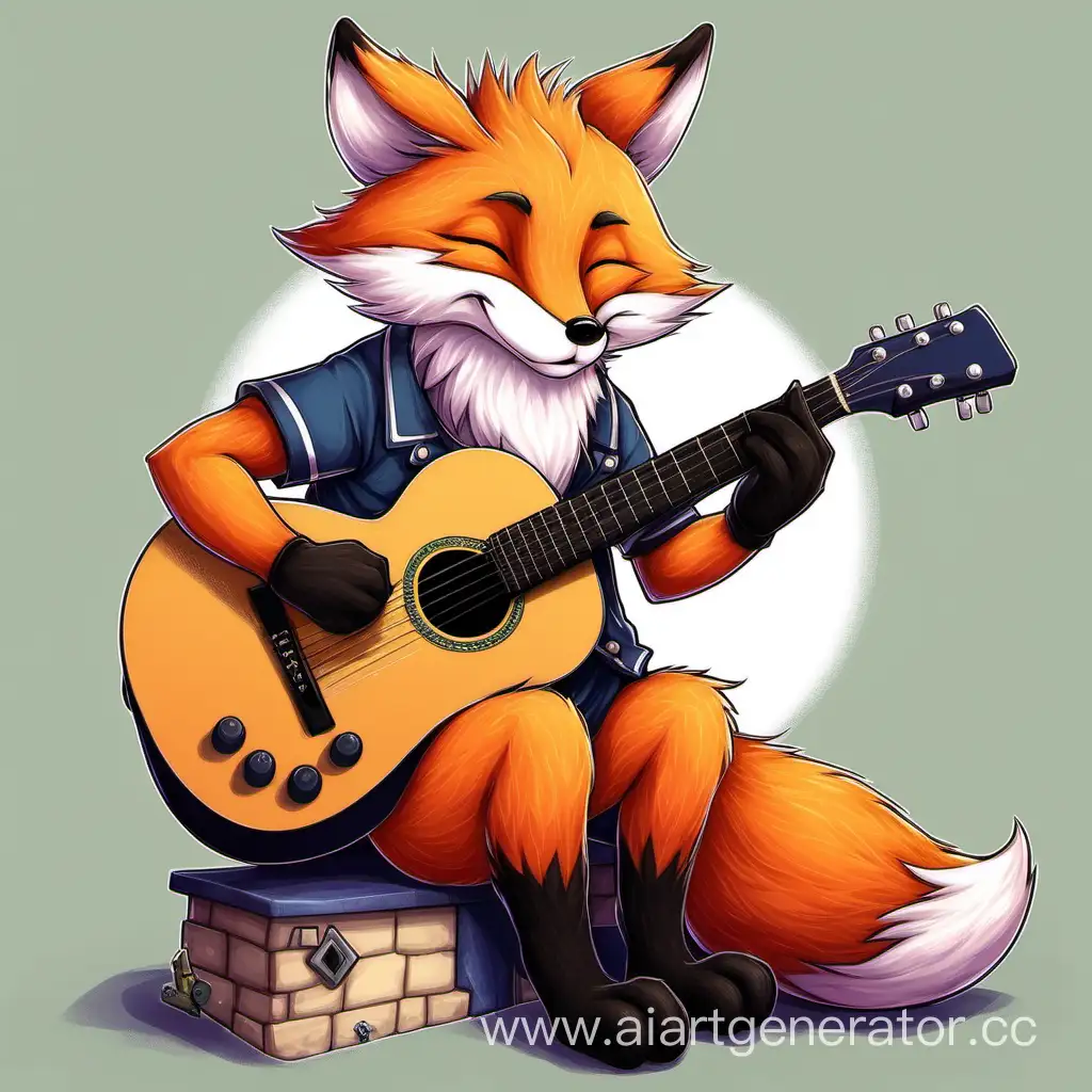 Adorable-Furry-Fox-Playing-a-Guitar-Charming-Wildlife-Musician