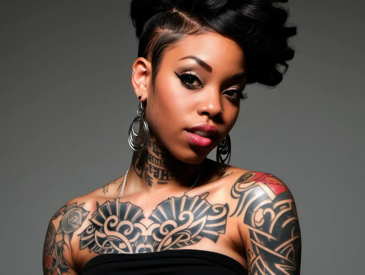 Stylish Black Woman with Tattoos in Urban Setting