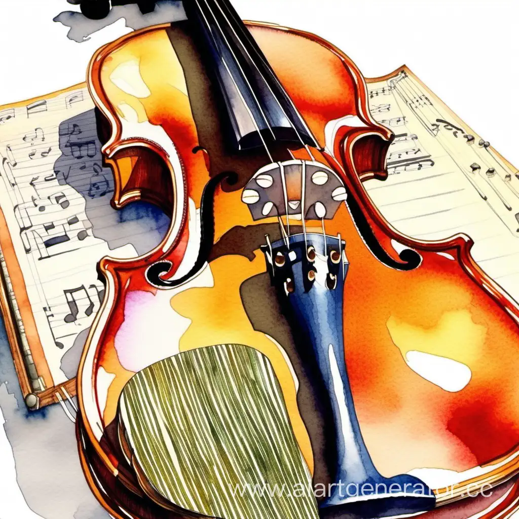 Elegant-Violin-Watercolor-Art