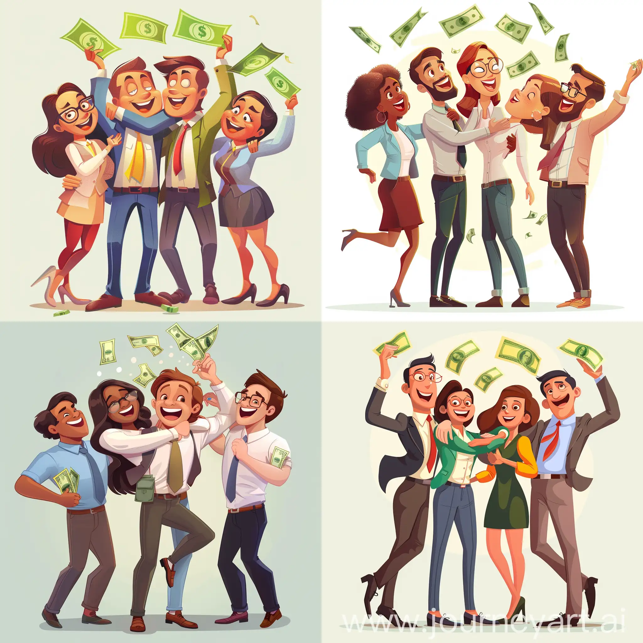 Cheerful-Office-Workers-Celebrating-Success-with-Money-Toss