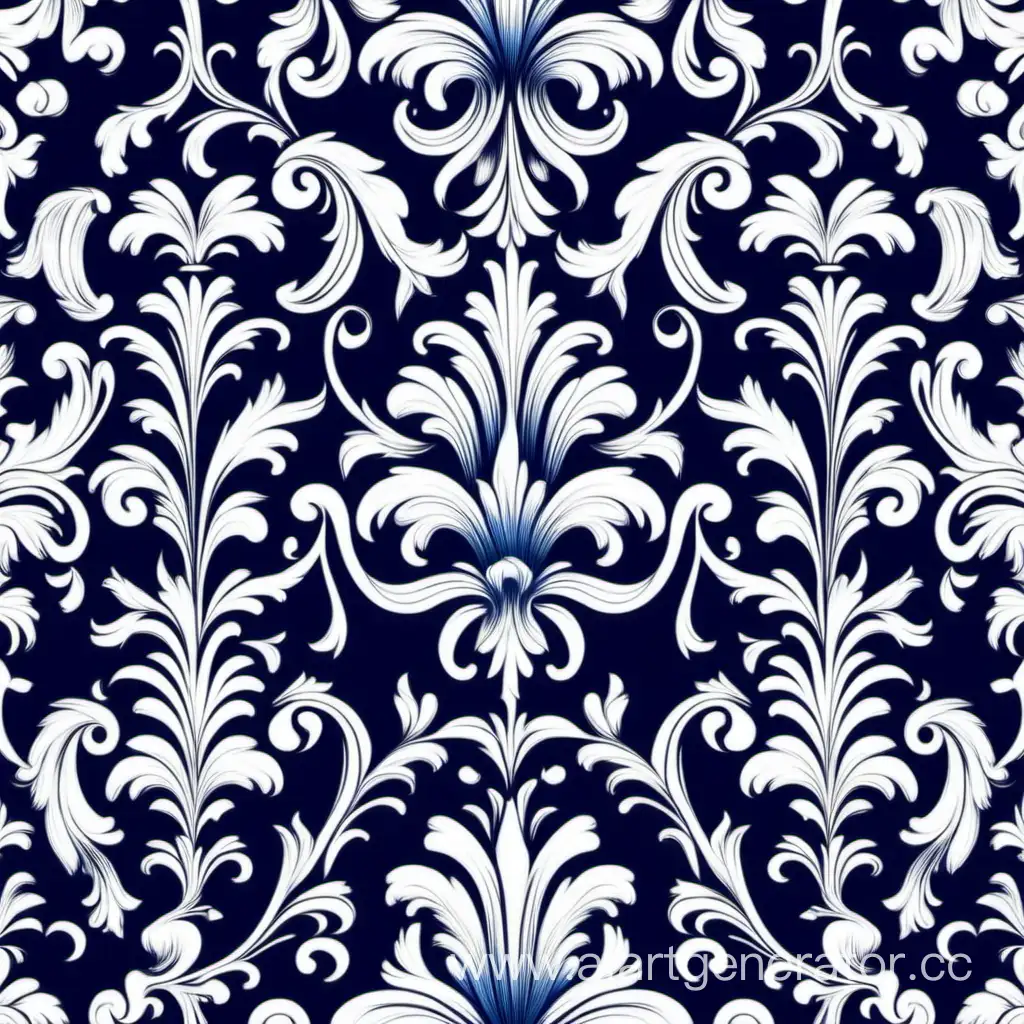 Floral-Baroque-Movement-Elegant-White-and-Dark-Blue-Vector-Pattern