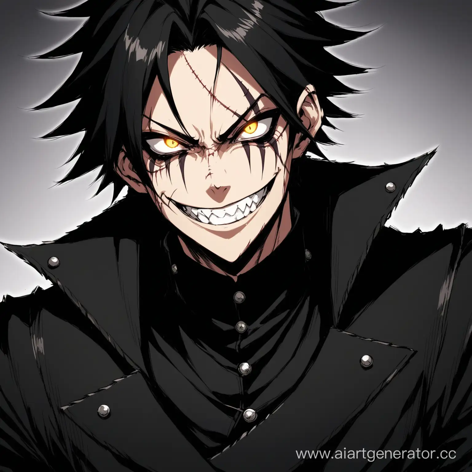 Anime-Villain-with-Dual-Eye-Scars-and-Maniacal-Grin-in-Black-Attire