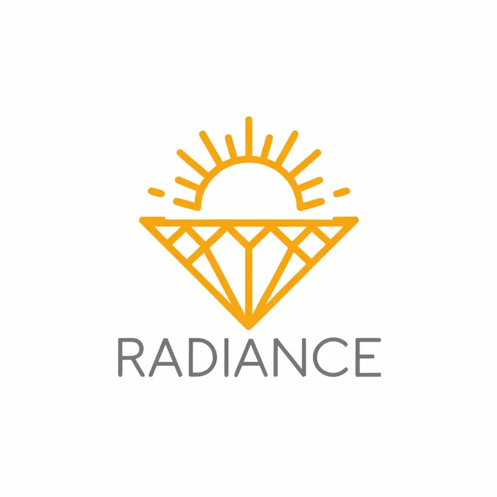 a logo design,with the text "Radiance", main symbol:sun, diamond,Minimalistic,clear background