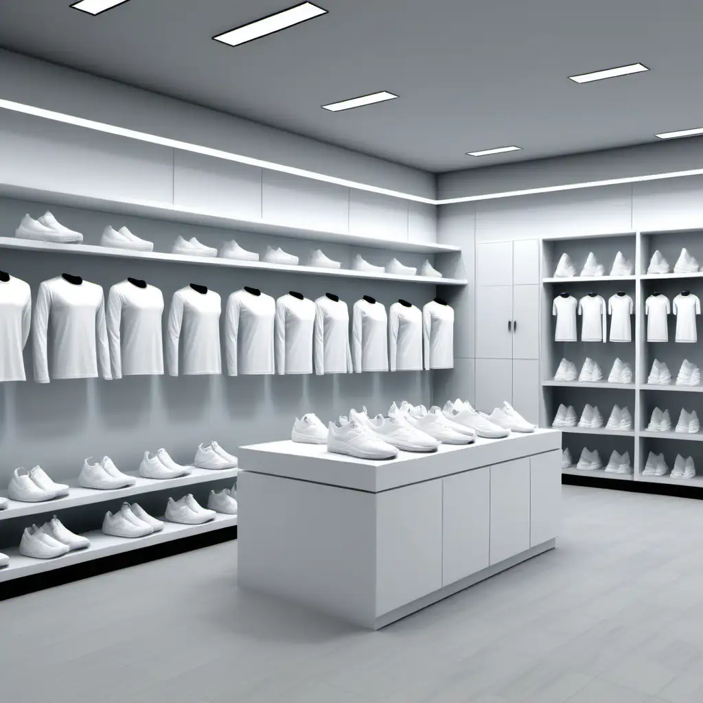White Sportswear Collection Elegant and Minimalistic Clothing Display