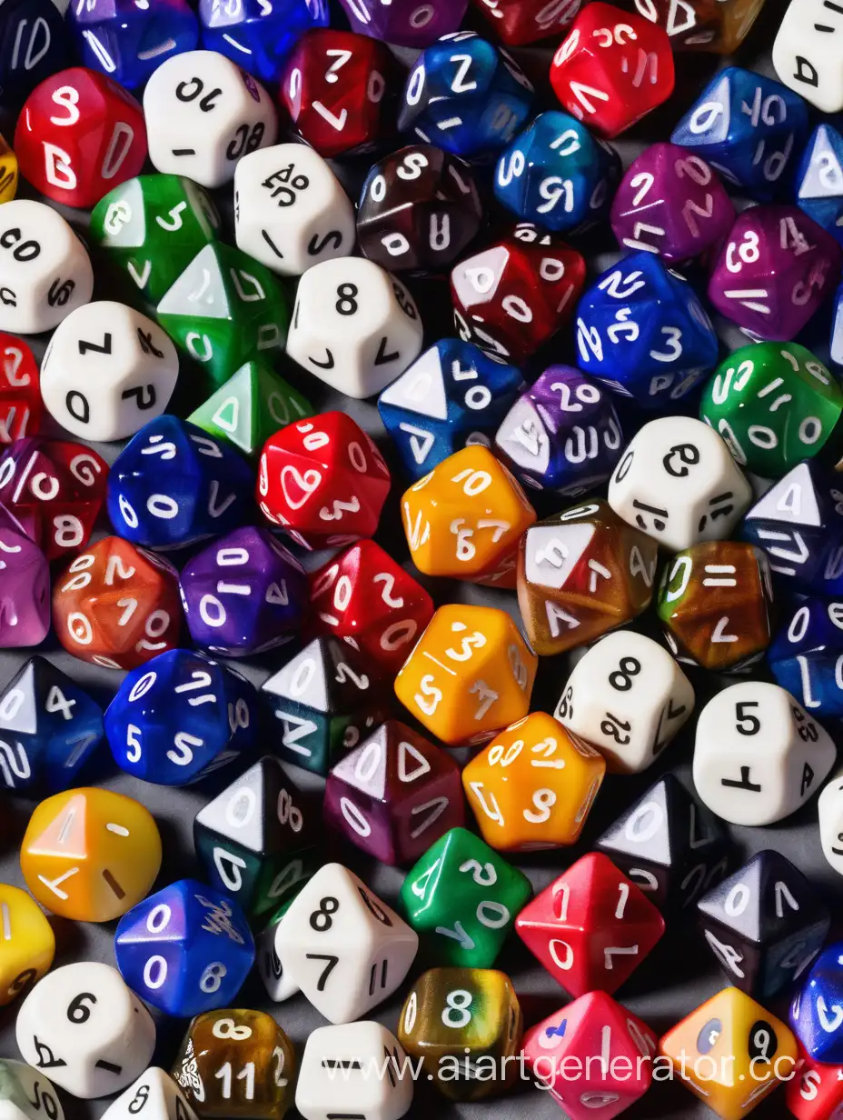Dozens of multicoloured 12 sided dice