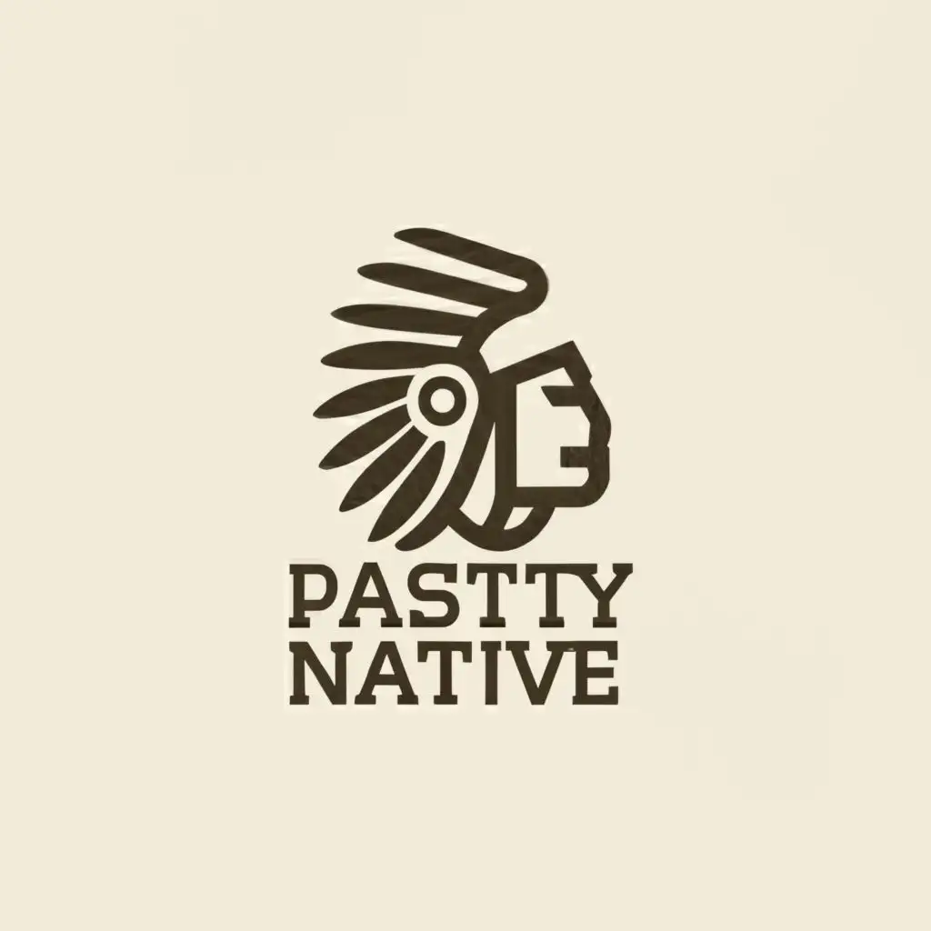a logo design,with the text "pasty native", main symbol:Indian chief,Minimalistic,clear background